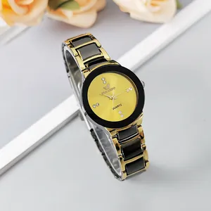 Fashion Women Quartz Watch Rhinestone Dial Alloy Strap Elegant Business Wristwatch For Ladies Men Decorative Jewelry Gift