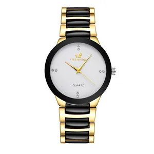 Reloj de Cuarzo Orlando Pulsera de Acero de Aleación Esfera de Strass Casual de Negocios Impermeable