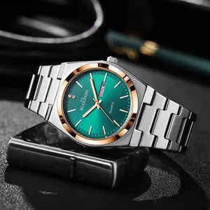 Men's Quartz Watch Stainless Steel Waterproof Luminous Business Casual Wristwatch With Double Calendar Dial