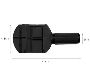Detailed physical dimensions of the black plastic watch band adjustment tool