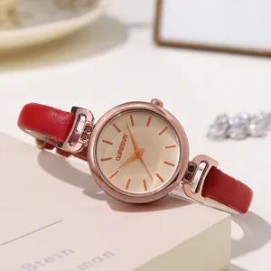 Elegante Orologio al Quarzo da Donna Con Cassa in Lega Decorata Con Strass Quadrante Tondo Minimalista Cinturino in Pelle PU Regalo Moda