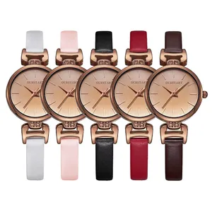 Set di orologi al quarzo minimalisti da donna con cassa in oro rosa e cinturini in pelle colorati