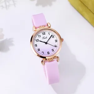 Minimalist women's quartz watch with gradient lavender strap and rose gold case