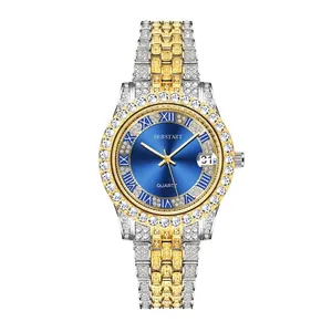 Luxus Strass Damen Quarzuhr Mit Legierung Edelstahl Armband Kalenderanzeige Elegante Damen Mode Schmuck Uhr