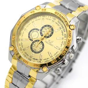 Détail de la montre ORLANDO bicolore en acier avec cadran doré et lunette tachymètre