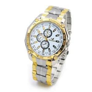 Vue détaillée de la montre à quartz bicolore ORLANDO avec cadran blanc pour hommes