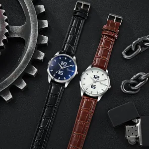 Herren Quarzuhr Mit Legierungsgehäuse Und PU Lederarmband Mode Minimalistische Business Casual Armbanduhr Große Ziffern Für Männer