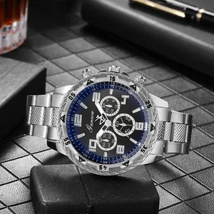 Detailed macro view of the Ganwa silver steel watch on a premium leather background