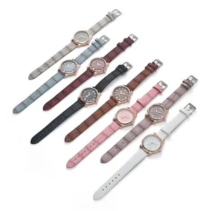 Elegance women's quartz watch collection with crocodile pattern leather straps in 8 colors