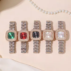 Orologio al Quarzo Quadrato alla Moda da Donna Quadrante con Strass Cinturino in Acciaio Inossidabile Elegante Orologio da Polso da Donna Regalo