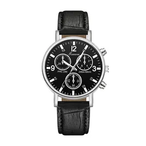 Montre à Quartz Business Décontracté pour Homme Avec Bracelet en Similicuir Motif Crocodile Cadran Décoratif Rond Bijoux Montre-Bracelet