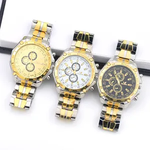 Montre à Quartz Orlando pour Hommes Mode Business Bracelet en Acier Allié Bicolore Cadrans Multi Décoratifs Chronographe