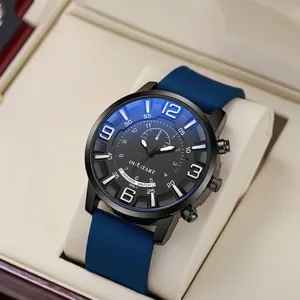 Men's Fashion Sport Quartz Watch Silicone Strap Large Dial Luminous Hands Casual Waterproof Business Wristwatch For Men