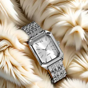 Elegant Women Quartz Watch Octagonal Rectangular Alloy Case Stainless Steel Strap Fashion Minimalist Ladies Wristwatch