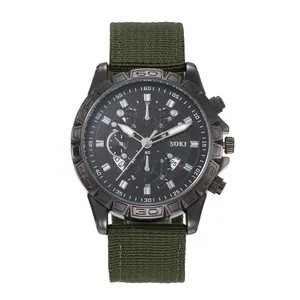 Orologio SOKI da uomo con cassa nera e cinturino in tela verde militare