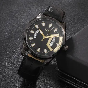 Orologio al Quarzo da Uomo SOKI Business Cassa in Lega Cinturino in Pelle PU Motivo Coccodrillo Datario Moda Orologio da Polso