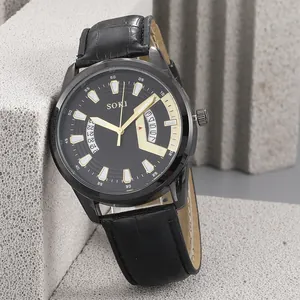 Orologio da uomo SOKI al quarzo business nero con dettagli dorati e cinturino