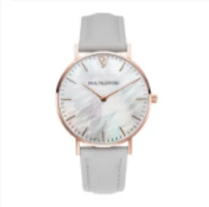 Fashion Women Minimalist Quartz Watch Rose Gold Case Leather Strap Mother Of Artificial Pearl Dial Elegant Casual Wristwatch For Daily