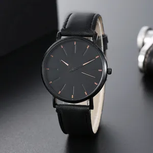 Men Minimalist Quartz Watch Set With Leather Strap And Fashion Beaded Bracelets Business Casual Male Wristwatch Gift