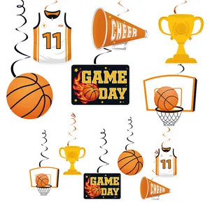 Basketball Theme Party Hanging Swirls For Boys Birthday Sport Decorations Orange Black Jersey Trophy Basketball Ornaments