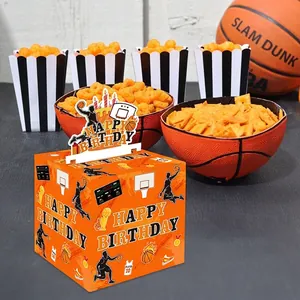 Basketball theme birthday party money pulling box set with orange sports decorations