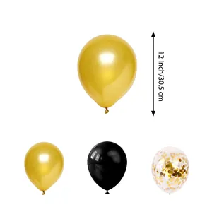 12-inch party balloon set in metallic gold, black, and confetti for 2026 celebrations