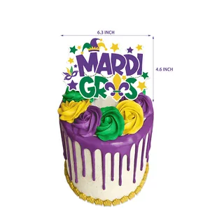 Mardi Gras Kuchendeko mit Masken und Narrenkappe Muster für Karnevals Party Dekoration