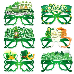 St Patricks Day Party Glasses Paper Green Clover Lucky Irish Festive Eyewear For Costume Parade Celebration Photo Booth Props Assorted Designs