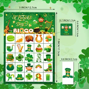 Juego de Bingo del Día de San Patricio con cartas 5x7 pulgadas, tréboles y leprechauns