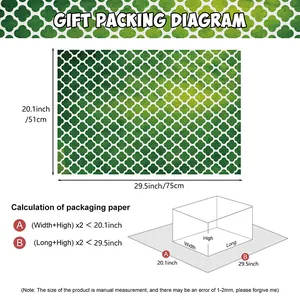 Green and white four-leaf clover St. Patrick's Day gift wrapping paper sheets 20x30 inches
