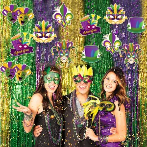 Set decorazioni festa Mardi Gras con tende di alluminio e ornamenti a spirale