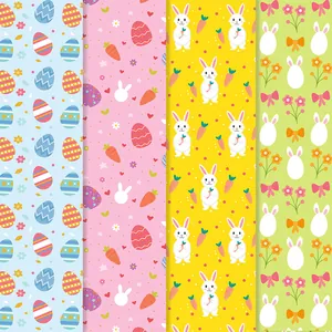 Ostern Thema Geschenkpapier Hase Osterei Karotte Blumen Muster Geschenkverpackung Papier Für Feiertag Party Dekorationen