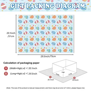Oster-Geschenkpapier mit Eier-Motiven und 3D-Anleitung zur Größenberechnung