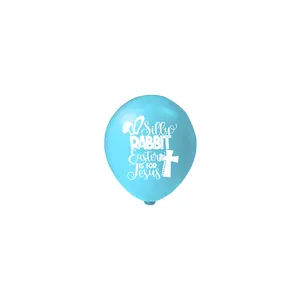 Sky blue Easter balloon with Silly Rabbit Jesus text and bunny ears for party decor