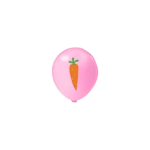 Pink latex Easter balloon featuring cute orange carrot print for party decorations