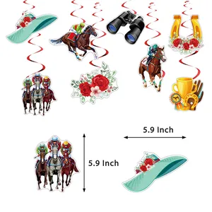 Kentucky Derby horse racing party swirl decorations with trophies and roses