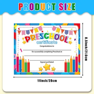 Colorful Preschool Graduation Certificate for kids party 11 x 8.5 inch cardstock