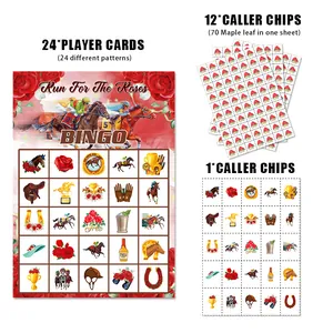 Jeu de bingo Run For The Roses avec 24 cartes de joueur et jetons d'appelant