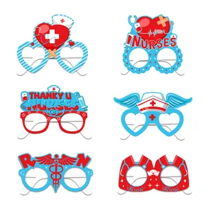 Lunettes de Fête en Papier Journée des Infirmières Accessoires Photo Thème Médical RN Merci Infirmières Lunettes de Fête Festive Styles Assortis