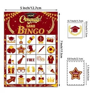 Detailansicht der Abschluss-Bingo-Karten mit Goldglitzer und Maßangaben