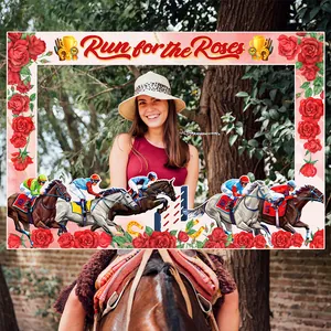 Cadre photo Kentucky Derby avec roses rouges et thème de course Run for the Roses