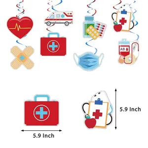Set decorativo Giornata dell'Infermiere con spirali mediche e ritagli di cartone da 5,9 pollici