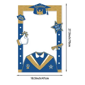 Close-up of Class of 2025 graduation photo frame prop with 70x47cm size details