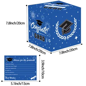 Detail der quadratischen Abschluss-Abstimmungsbox mit Congrats GRAD Text und Karten