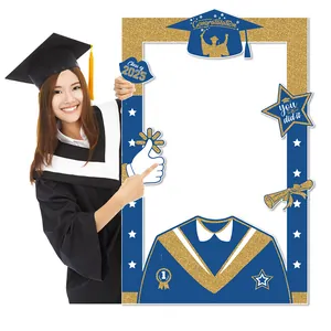 Detail view of 2025 graduation photo frame with gold stars and glitter accents