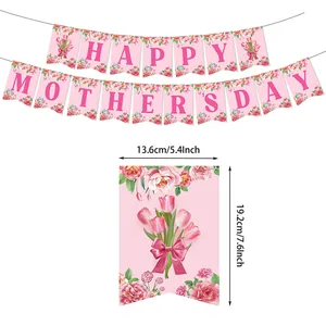 Roze Moederdag slinger set met tulpen en vlinders inclusief afmetingen specificaties