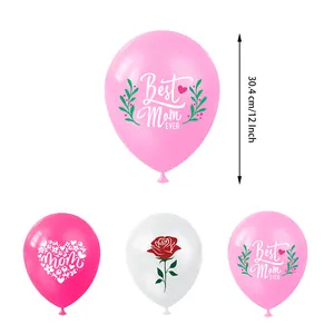 12-inch Moederdag latex ballonnen set in roze en wit met Best Mom Ever bloemenprints
