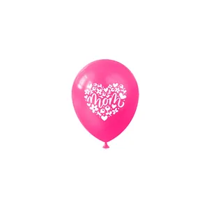 Roze Moederdag latex ballon met bloemrijk hartpatroon voor feestelijke decoratie