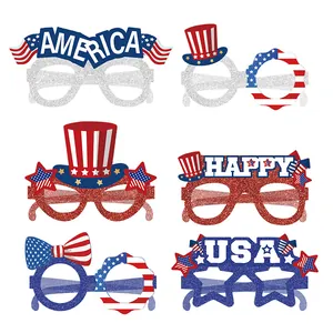 Ensemble Lunettes de Fête 4 Juillet Jour Indépendance Papier Pailleté USA Amérique Patriotiques Accessoires Photo