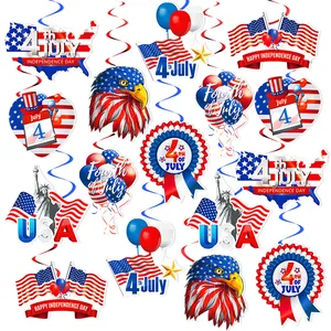 Independence Day Party Decorations Hanging Swirls Set July Fourth Cardstock Statue Of Liberty Eagle Map Ceiling Ornaments